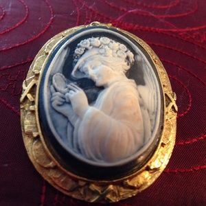 Vintage cameo Light blue and gold